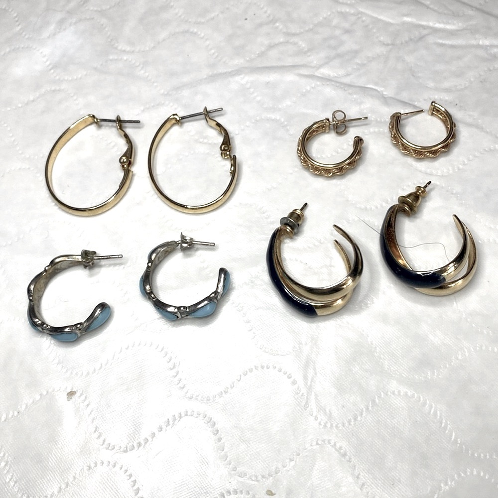 Four Pairs of Hooped Earrings